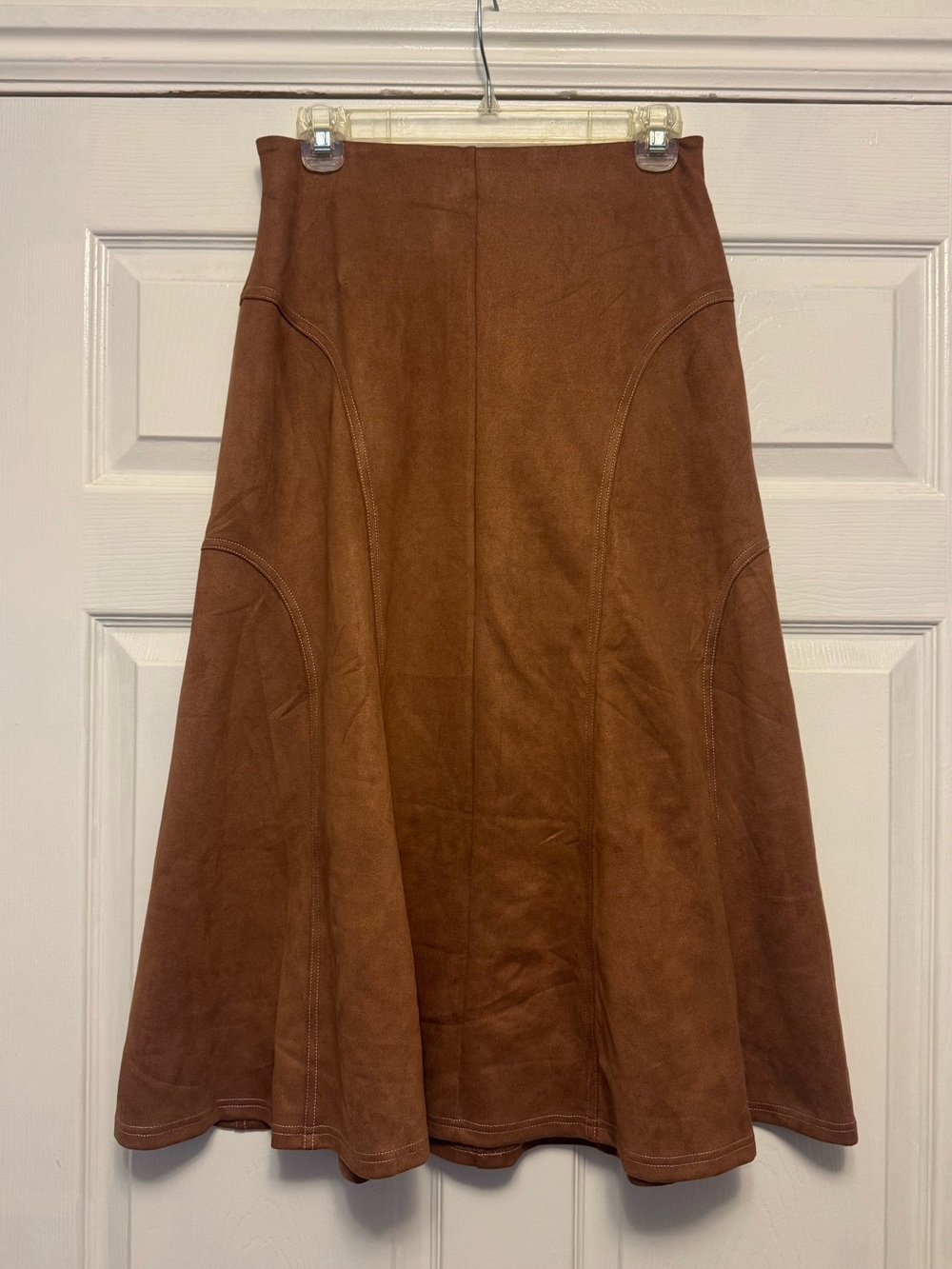 Classic Brown A-Line Suede-Look Skirt